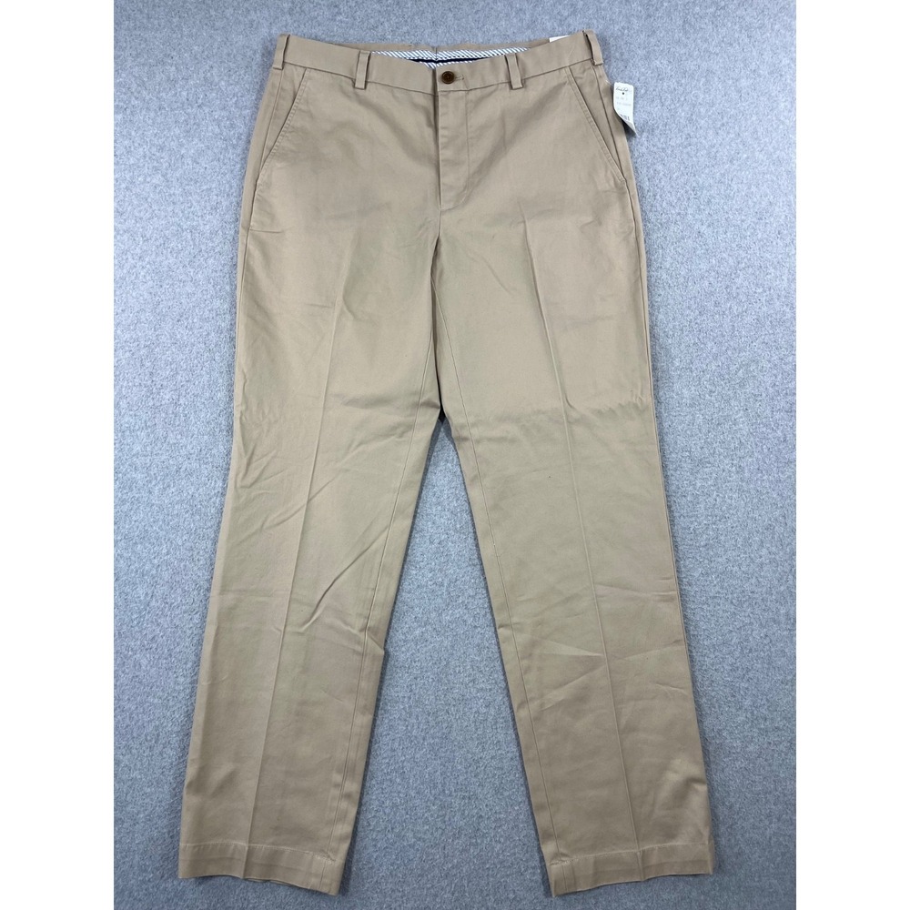 Brooks Brothers Clark Pants Men 35x32 Tan Realxed Fit Straight Leg Supima Cotton